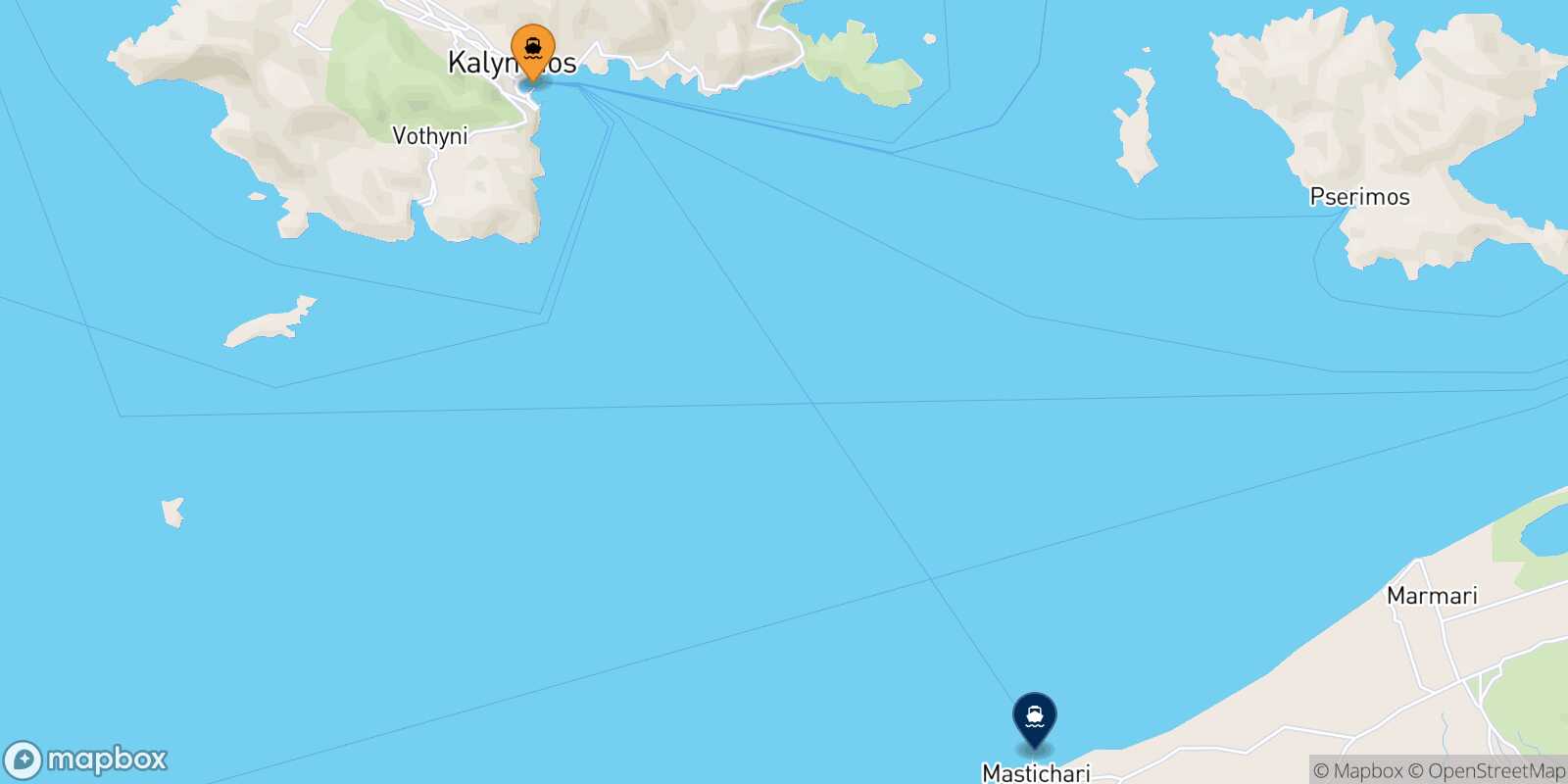 Mapa de la ruta Kalymnos Pserimos