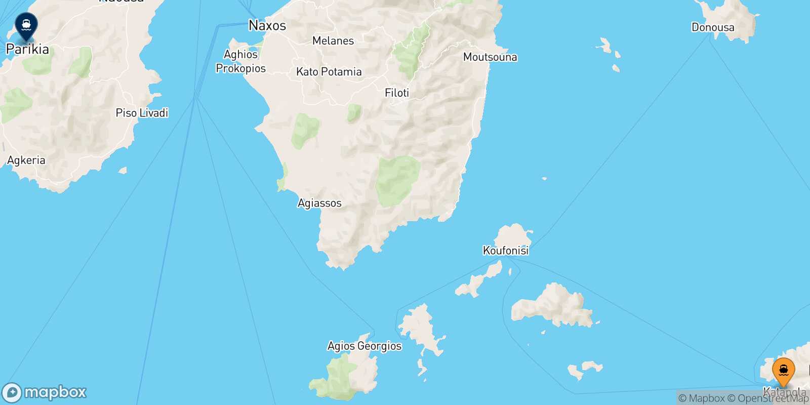Mapa de la ruta Katapola (Amorgos) Paros