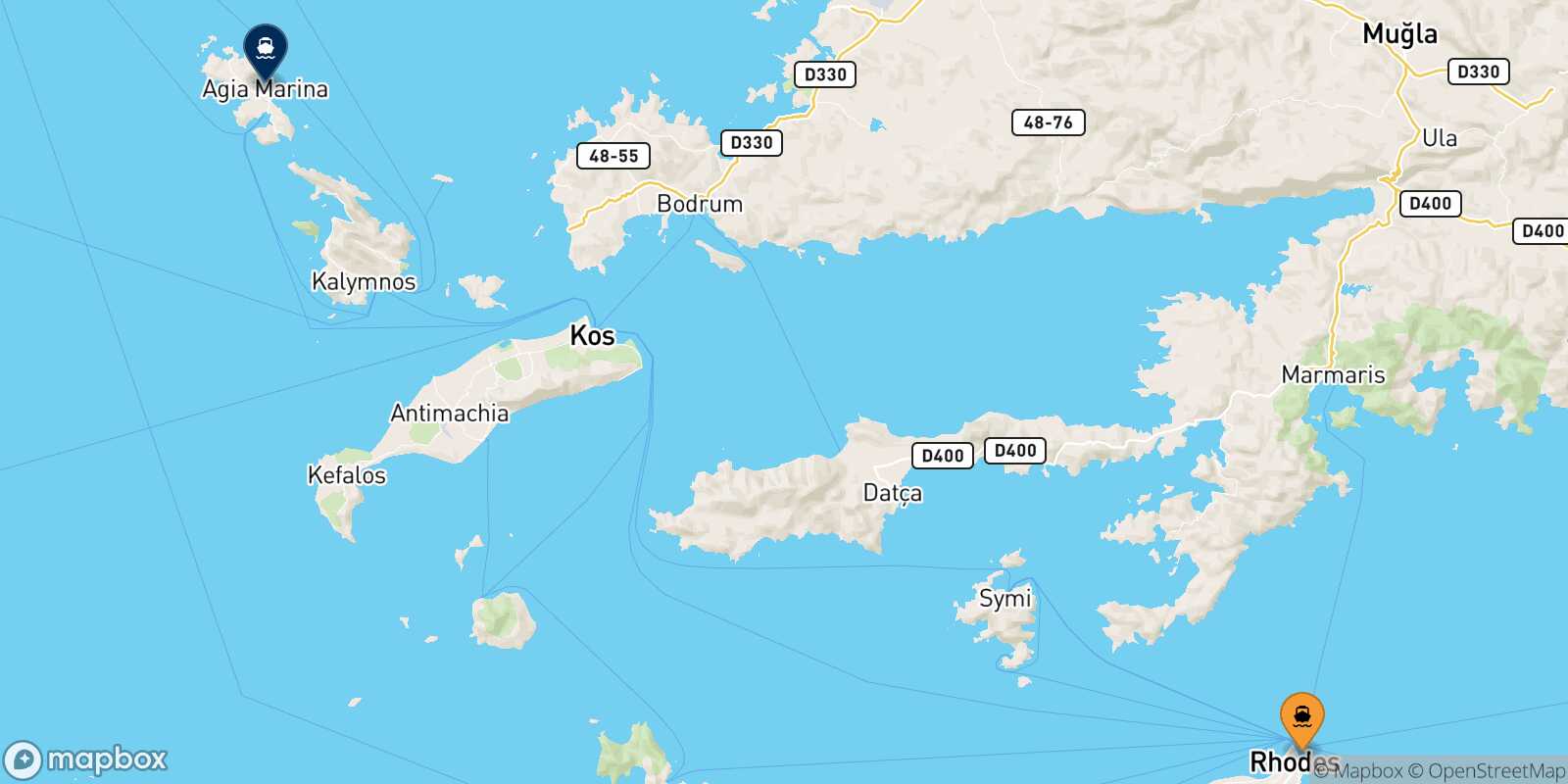Mapa de la ruta Rodas Leros