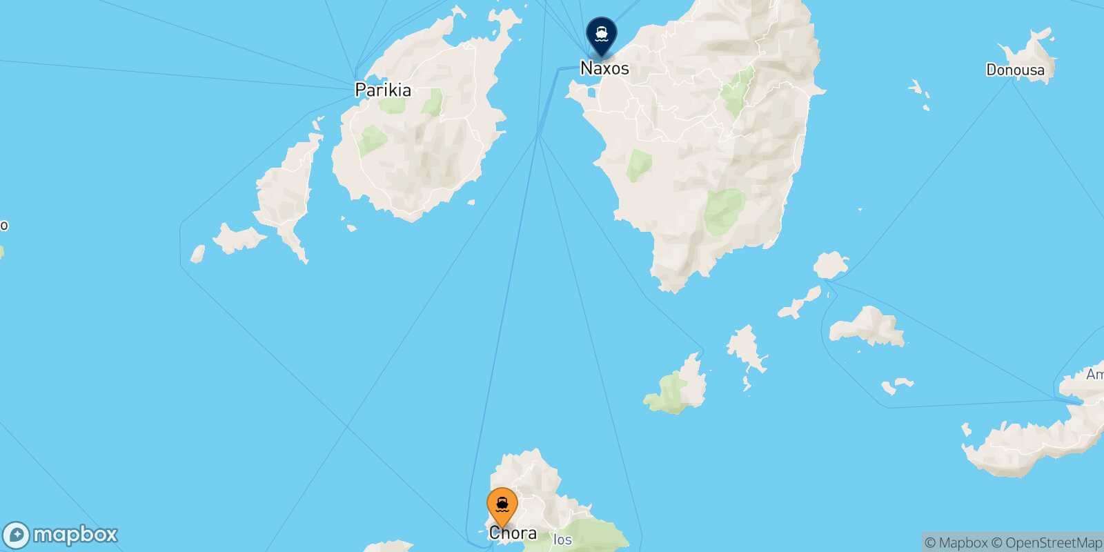 Mapa de la ruta Ios Naxos