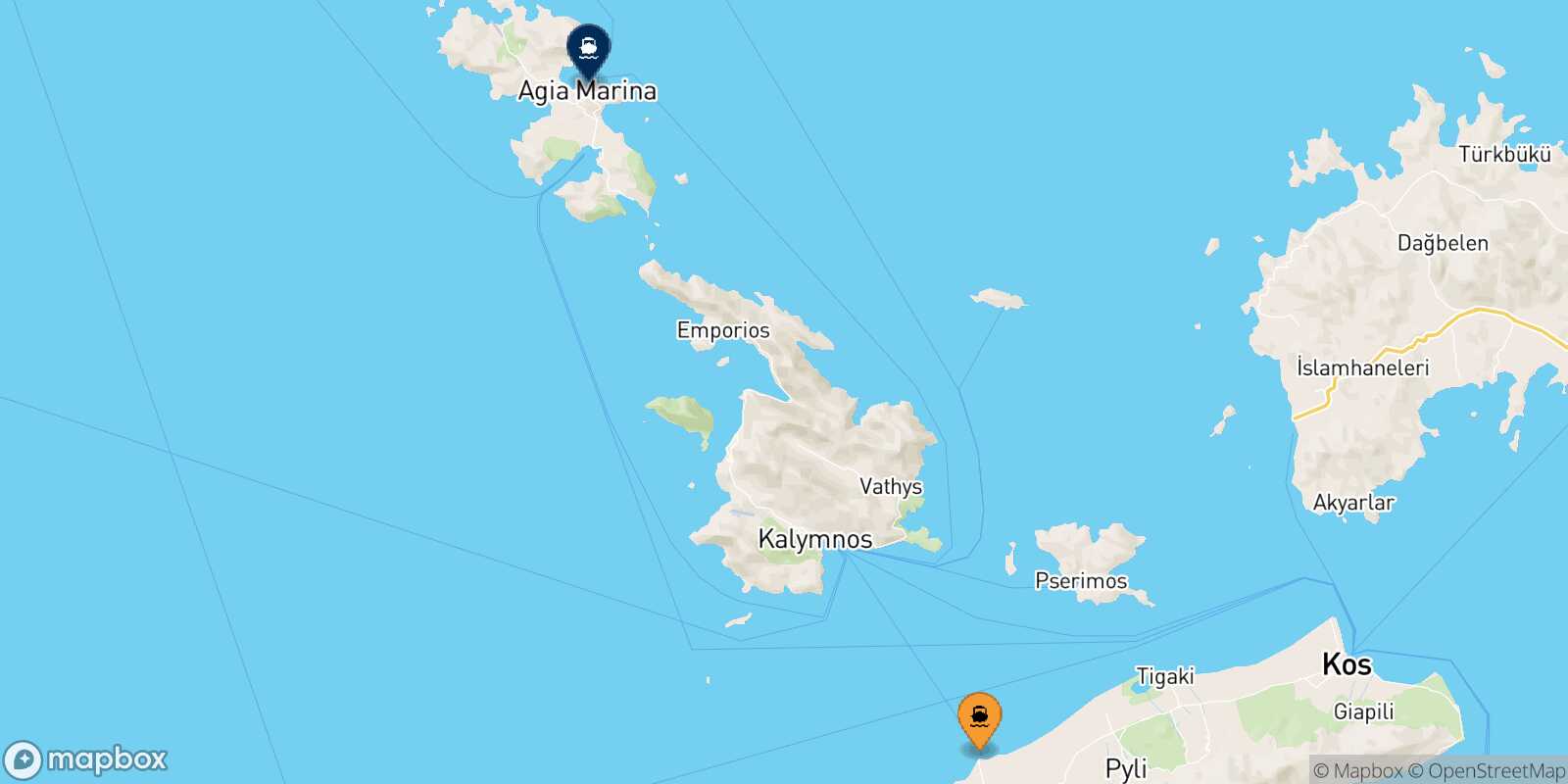 Mapa de la ruta Mastihari (Kos) Agia Marina (Leros)