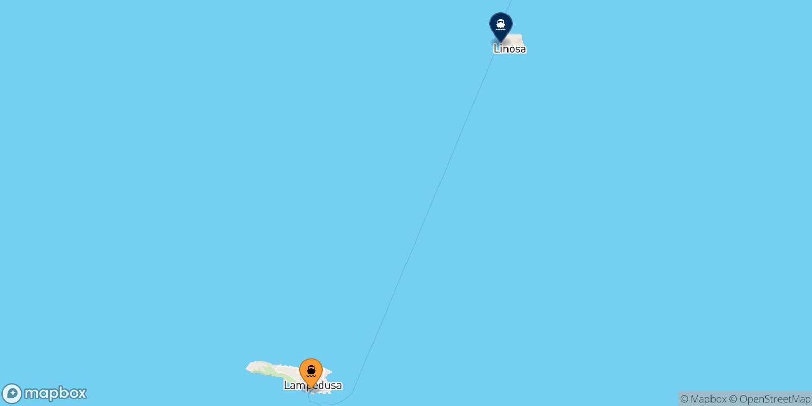 Mapa de la ruta Lampedusa Linosa