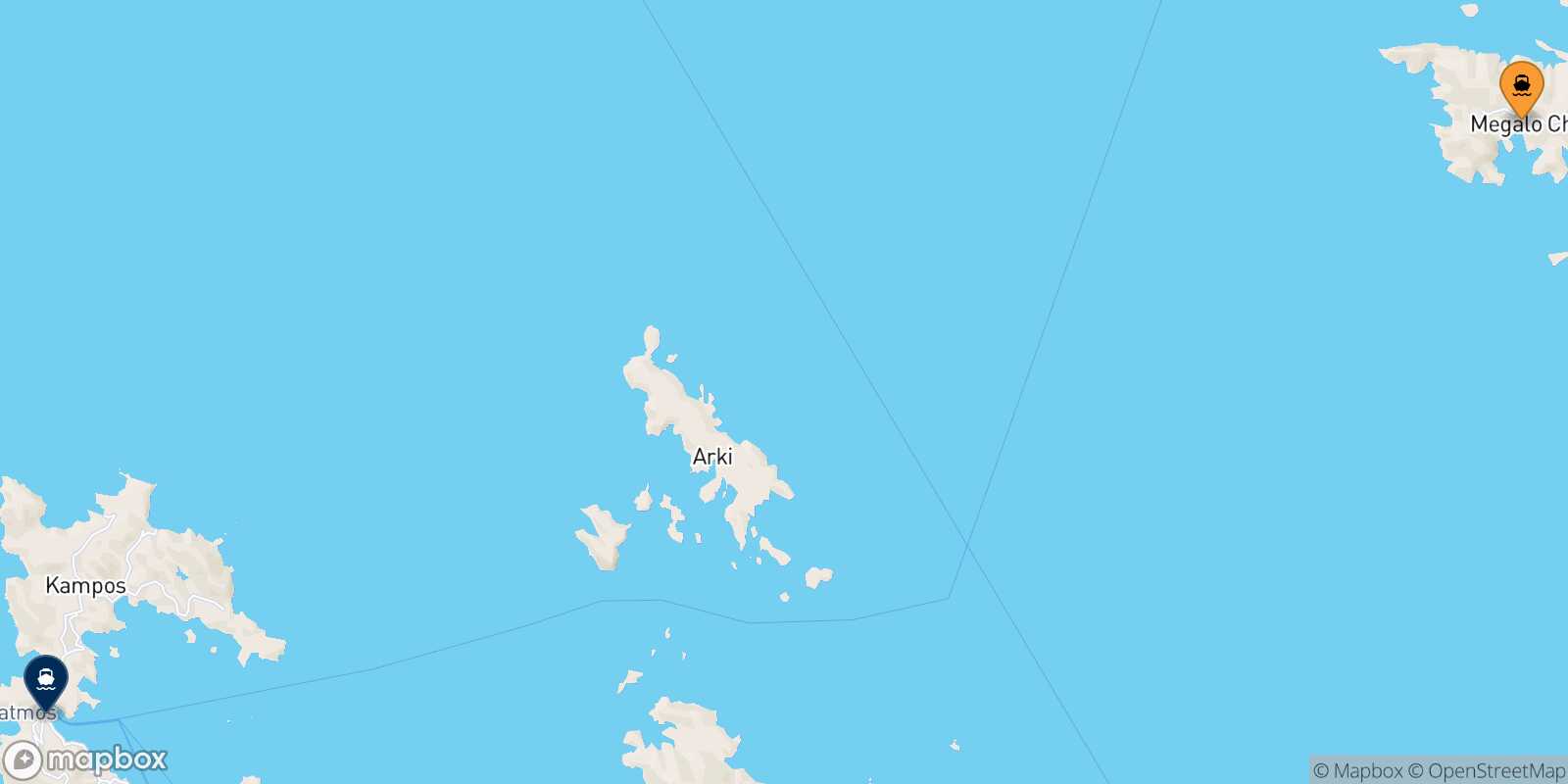 Mapa de la ruta Agathonisi Patmos