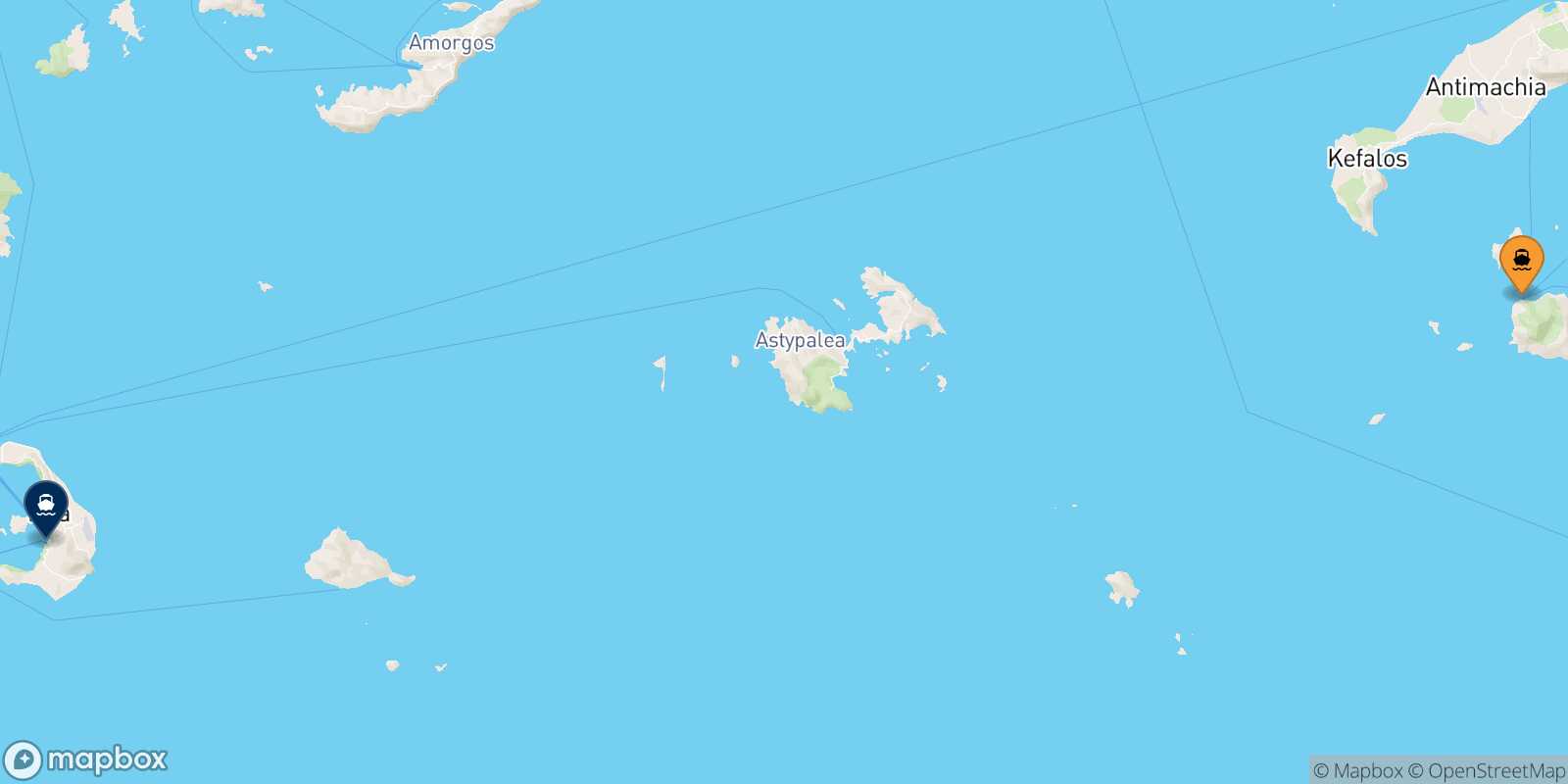 Mapa de la ruta Nisyros Santorini