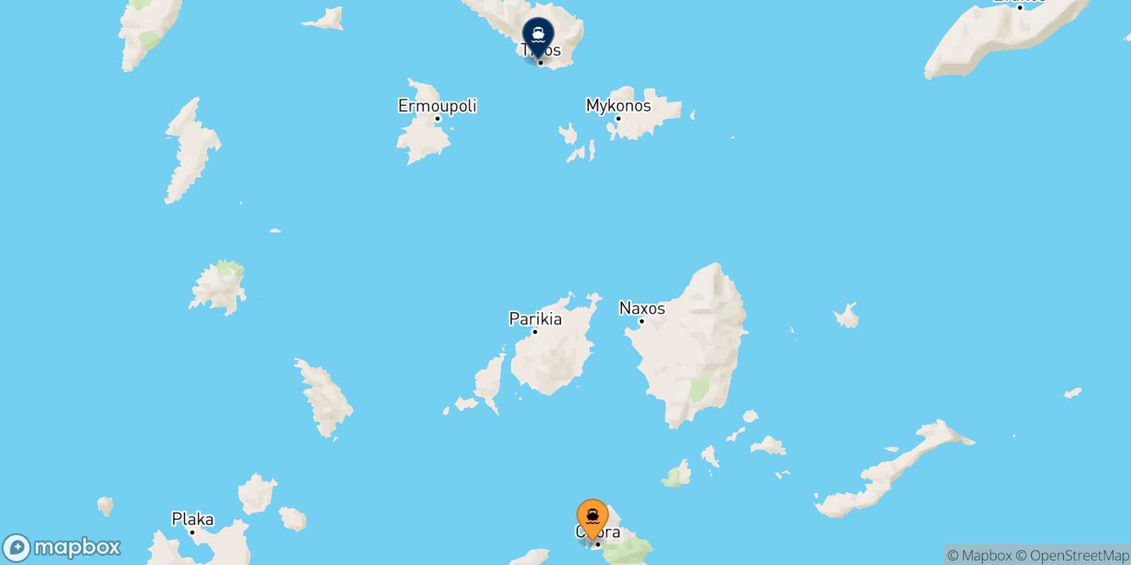 Mapa de la ruta Ios Tinos