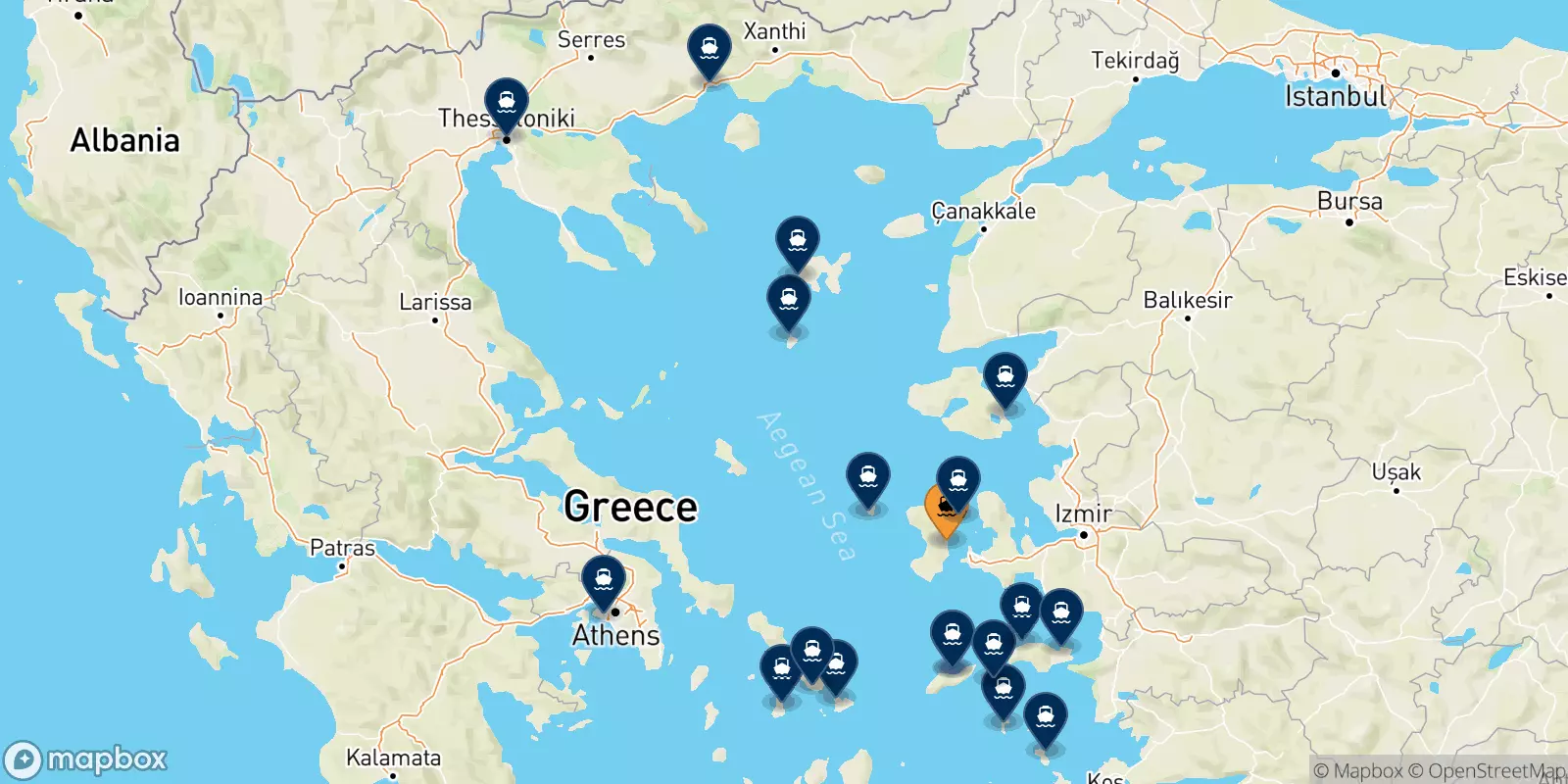 Ferries de Quios a Grecia