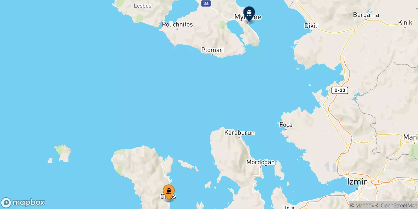 Ferries de Quios a Mytilene (Lesvos)