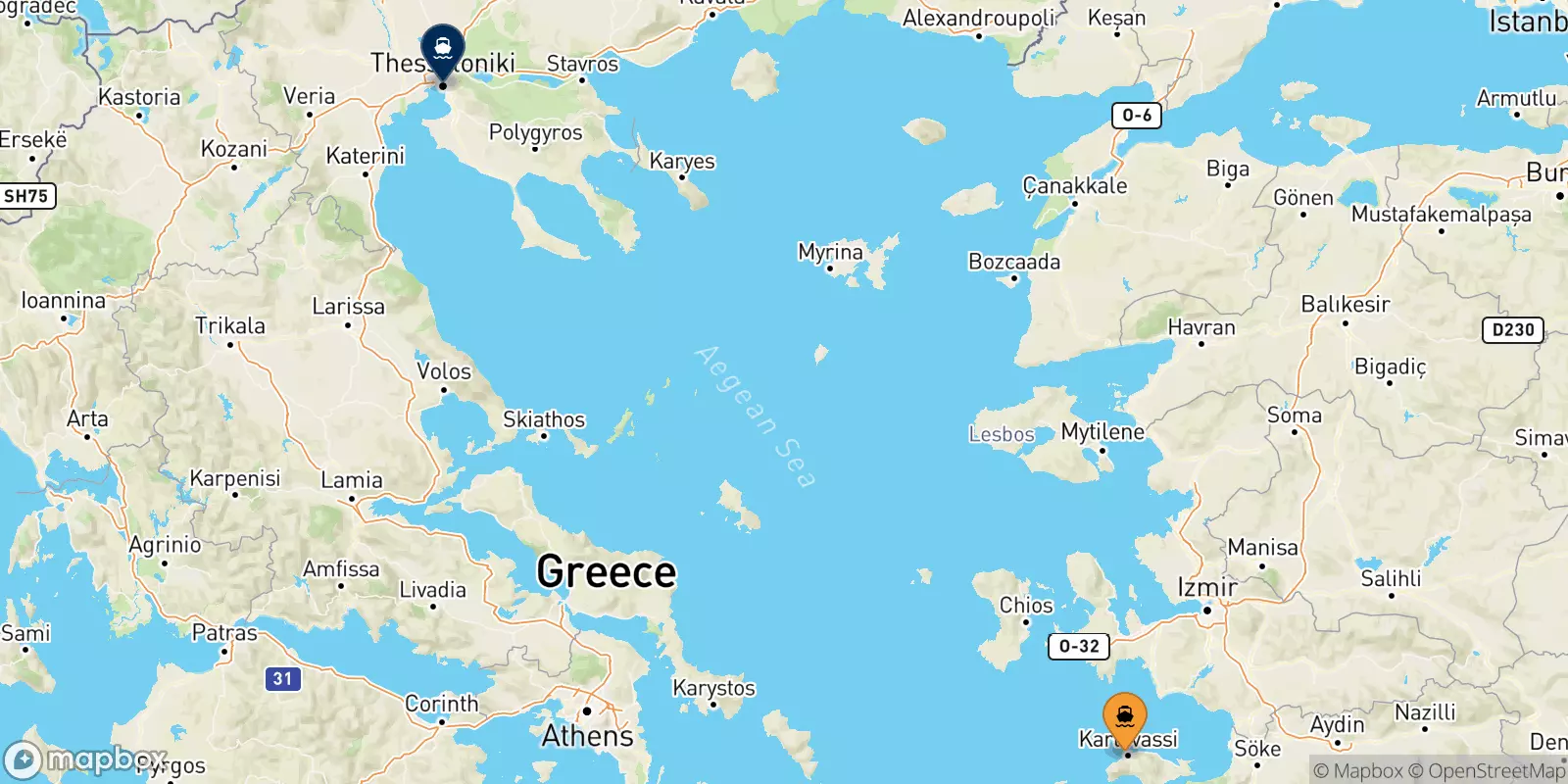 Ferries de Karlovassi (Samos) a Salónica