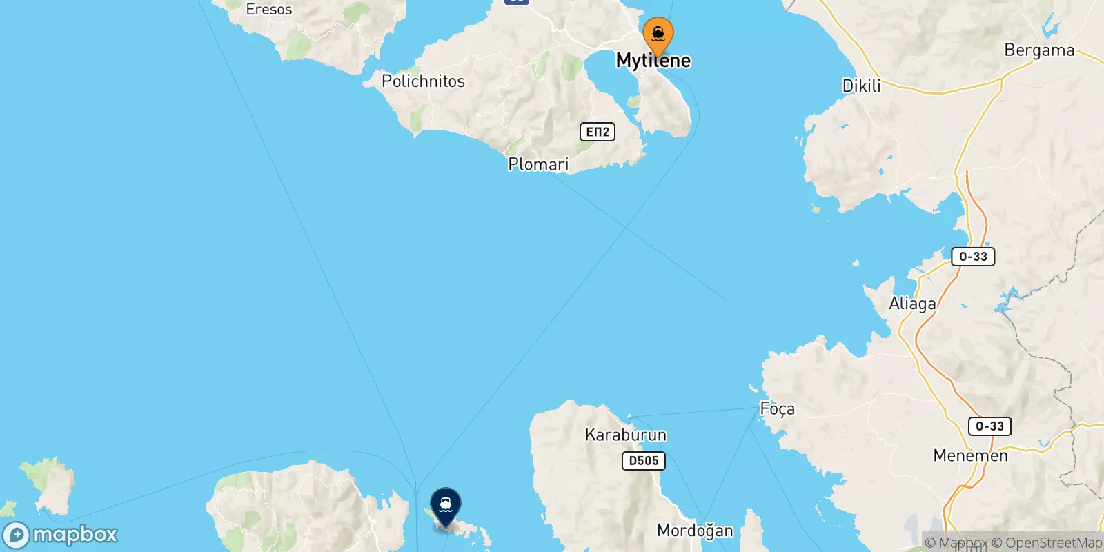 Ferries de Mytilene (Lesvos) a Inousses