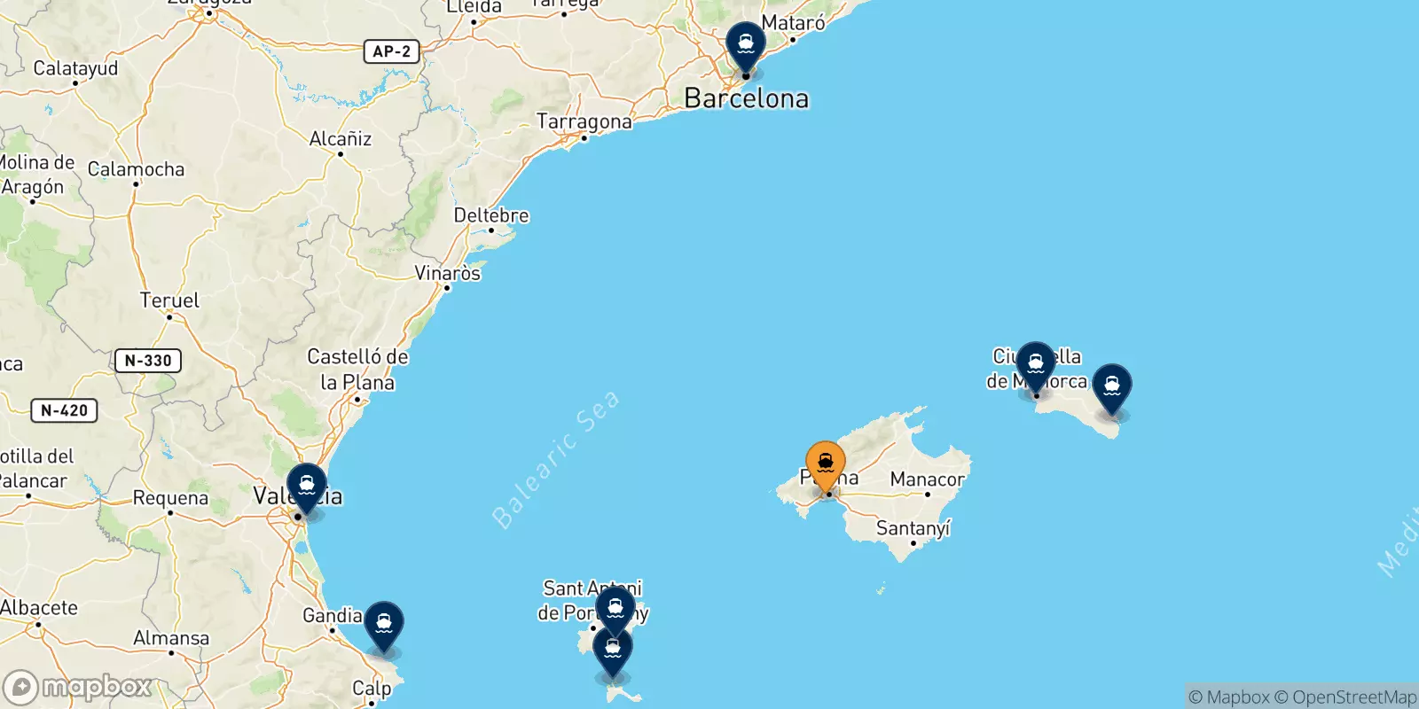 Ferries de Palma De Mallorca a España