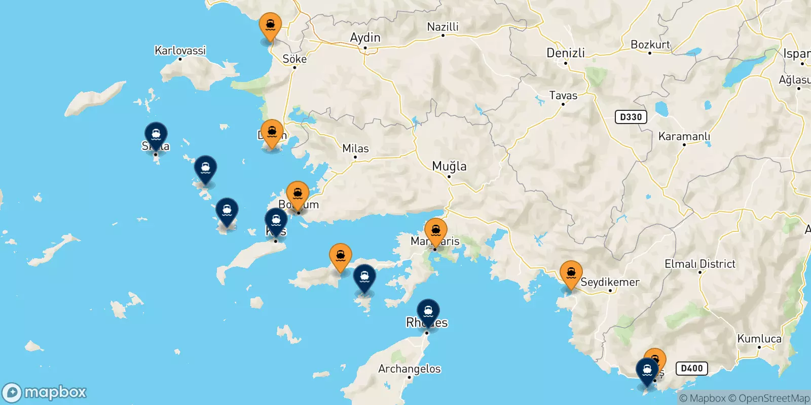 Ferries de Turquía a Dodecaneso