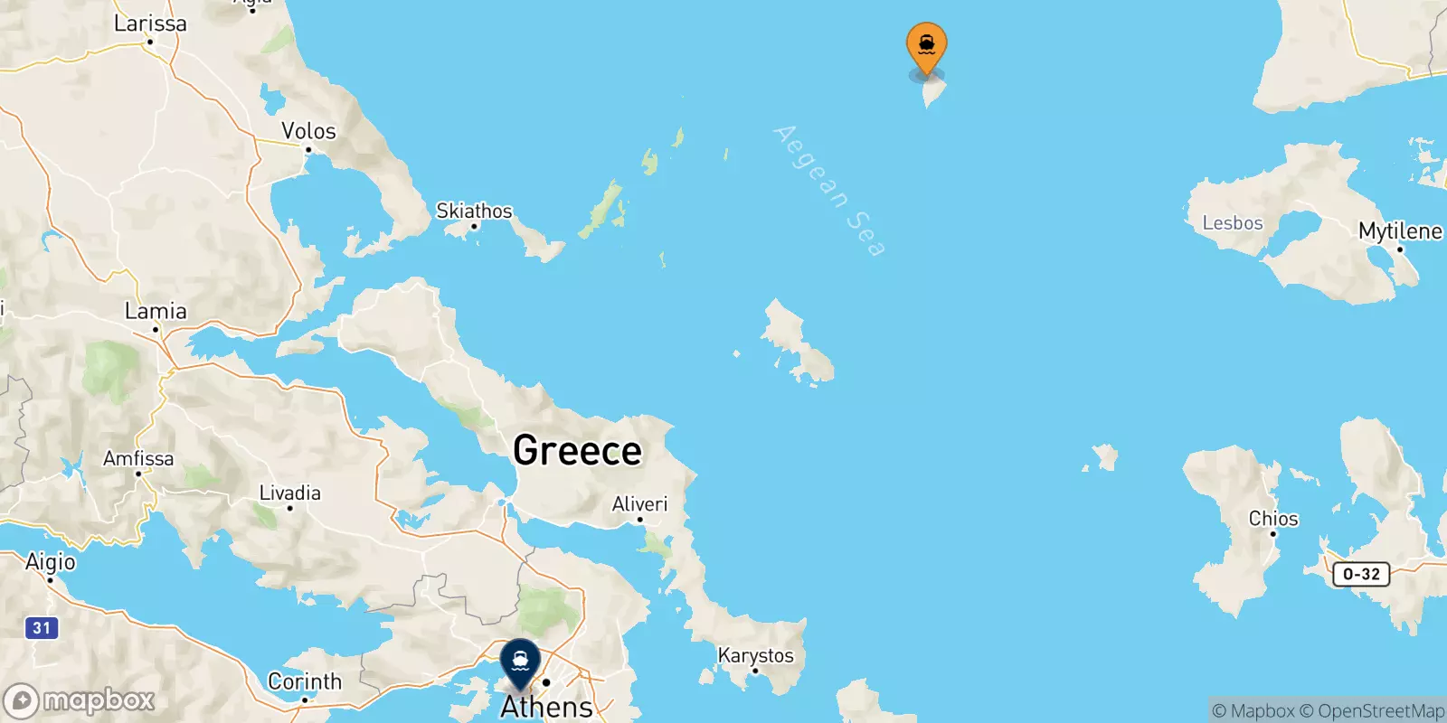 Ferries de Agios Efstratios a El Pireo