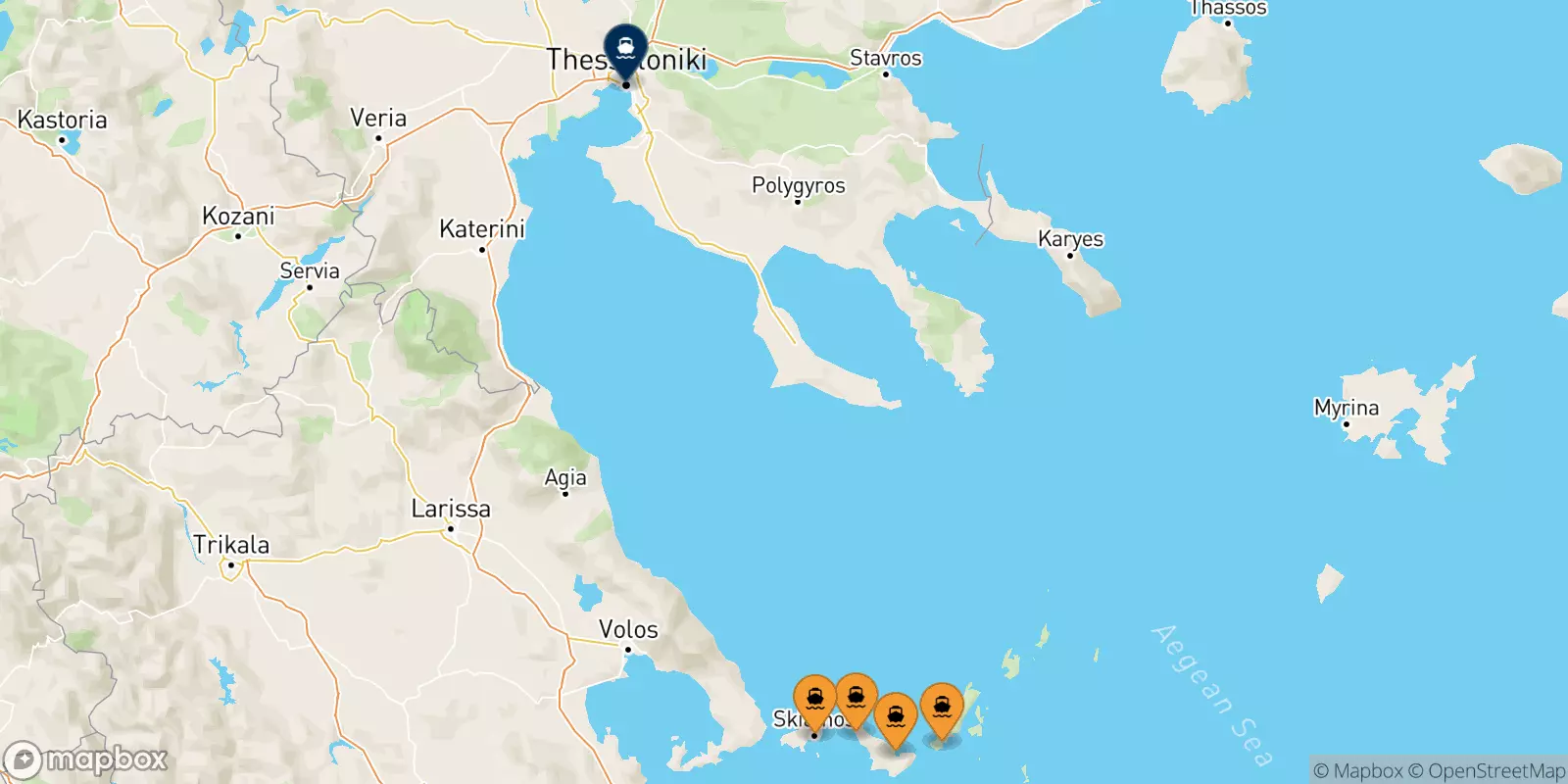 Ferries de Islas Espóradas a Salónica