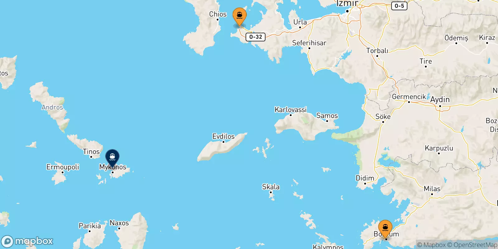 Ferries de Turquía a Mykonos