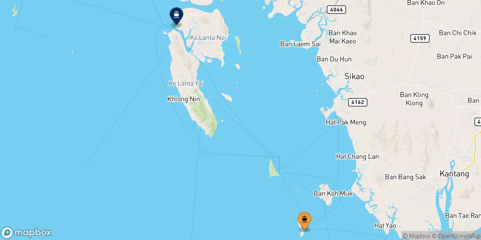 Ferries de Koh Kradan Beach a Koh Lanta (Saladan Pier)