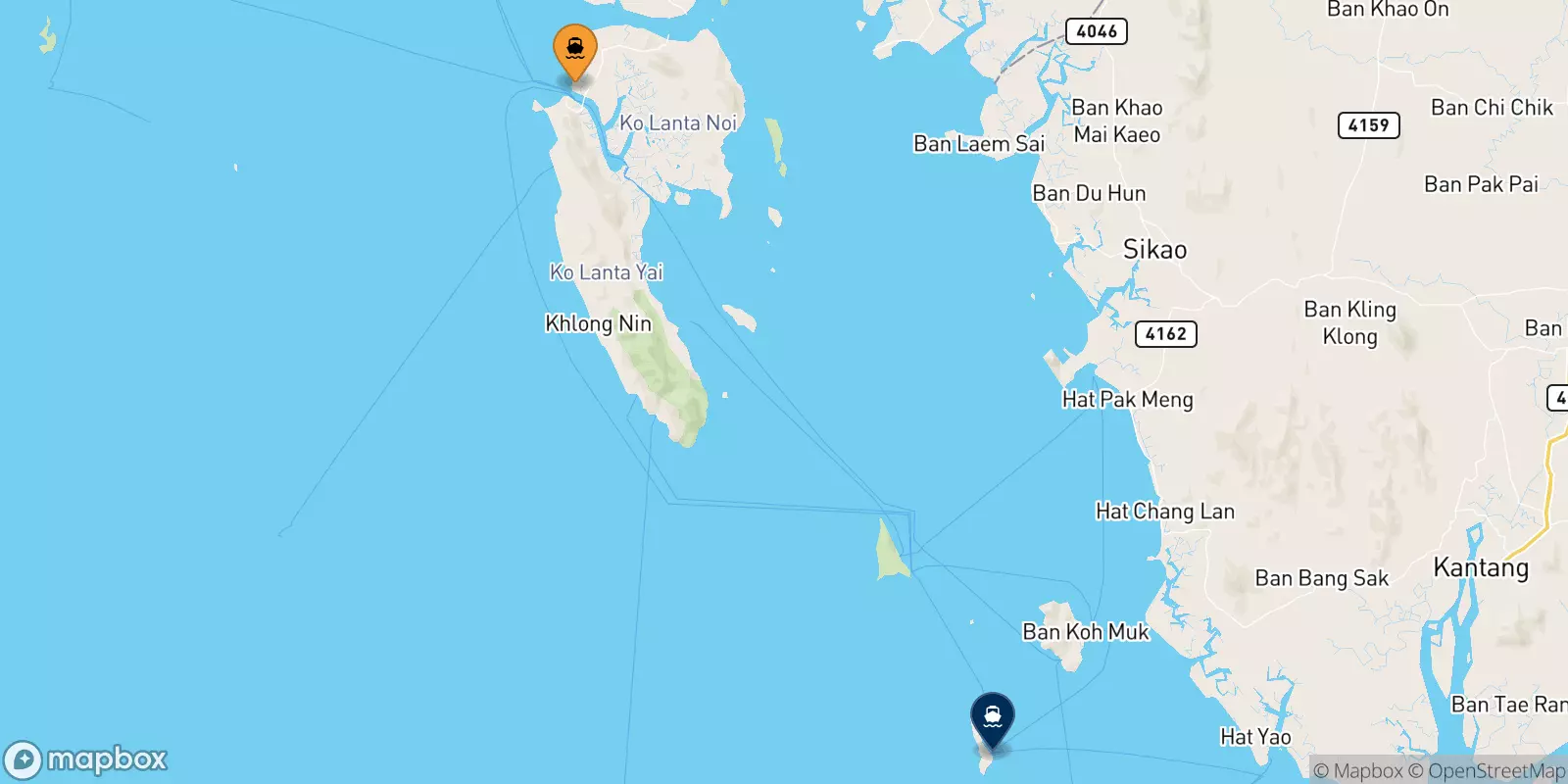 Ferries de Koh Lanta (Saladan Pier) a Koh Kradan Beach