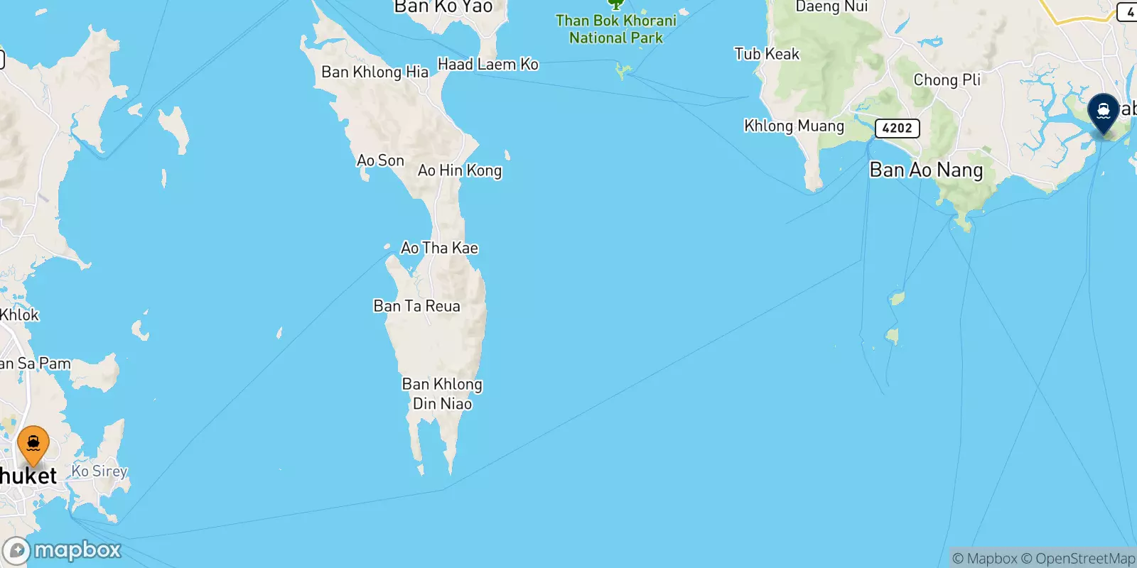Ferries de Isla De Phuket a Krabi (Klong Jilad Pier)