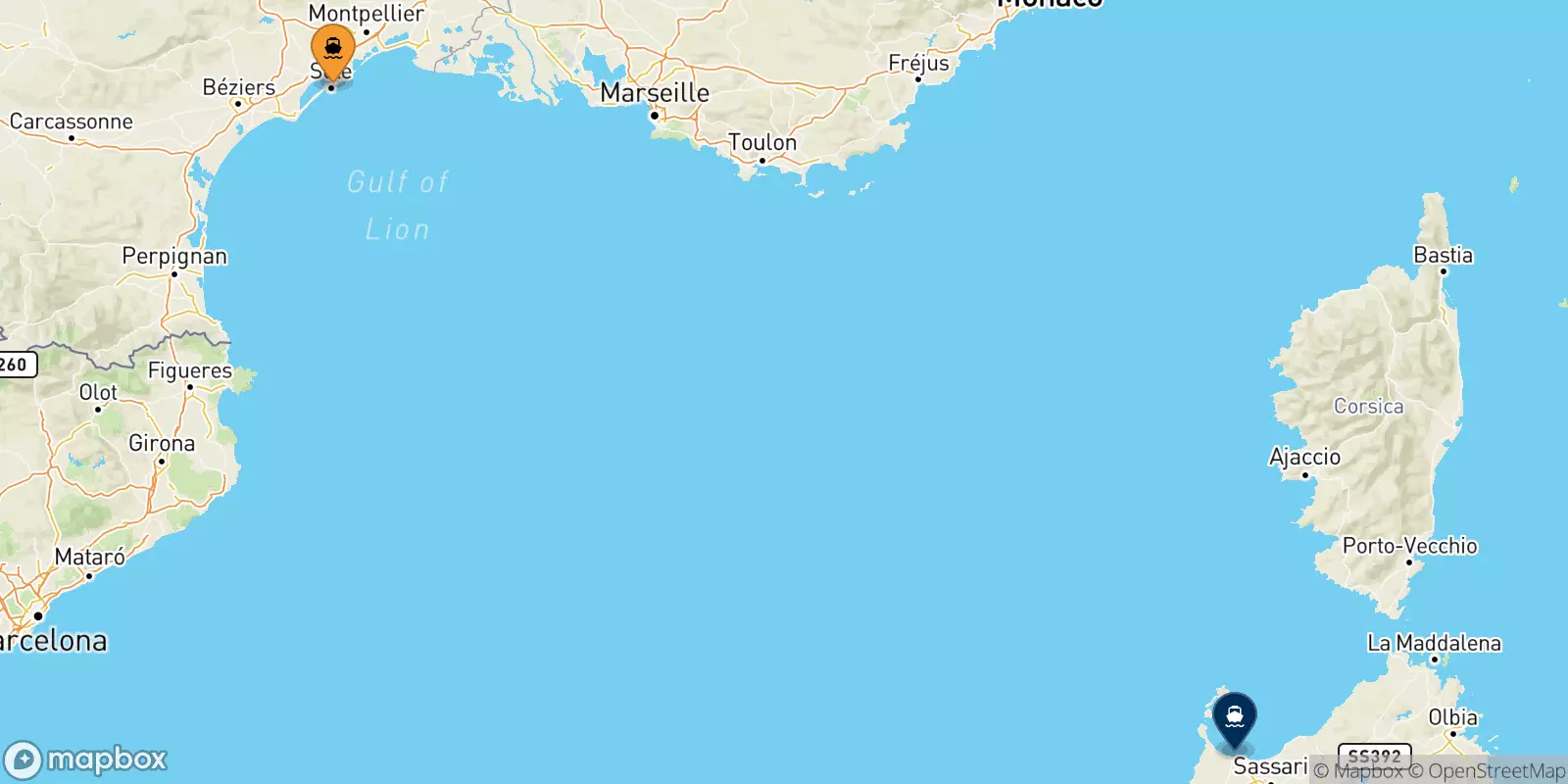 Ferries de Sète a Porto Torres