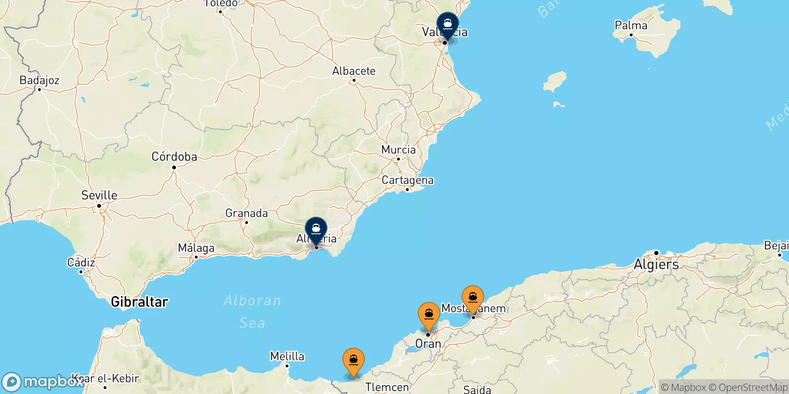 Ferries de Argelia a España